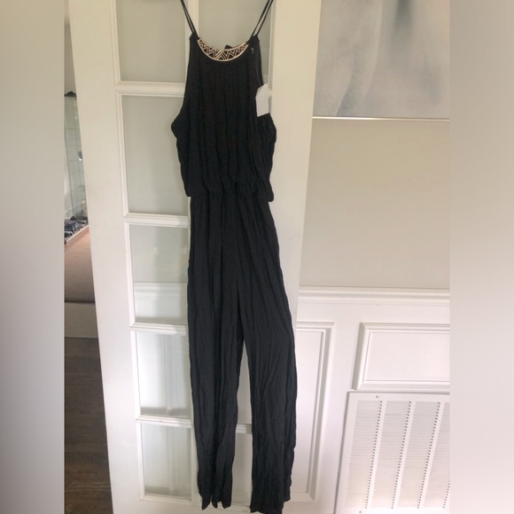 Pants - *New/w/tags. Crepe Jumpsuit w/ attached gold-toned necklace